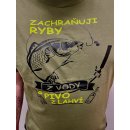 LK Baits pánské triko Khaki Zachraňuji ryby vel.2XL