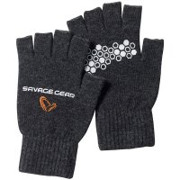 Savage Gear rukavice Knitted Half Finger Glove Dark Grey Melange vel.L